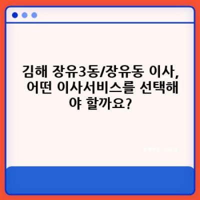 김해 장유3동/장유동 이사서비스 완벽 가이드: 이삿짐센터 선택부터 이사비용 절약까지!